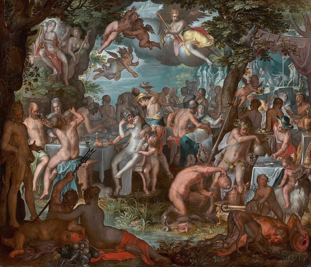 Painting of The wedding of Peleus and Thetis, by Joachim Wtewael